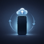 Sauvegarder et restaurer un iPhone avec iCloud — icône iPhone et nuage de synchronisation