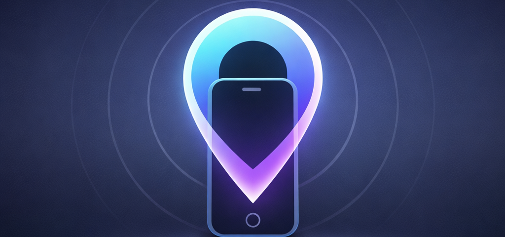 Localiser un iPhone perdu — icône de géolocalisation et iPhone